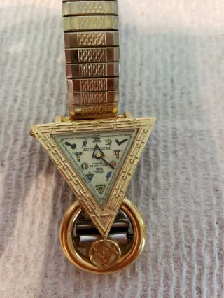 Waltham Rare Vintage Masonic Triangular Wrist Watch GF 17 Jewels Very Unique 6