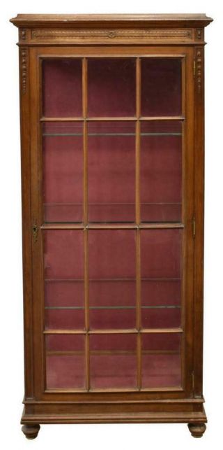 French Louis Xvi Style Walnut Bookcase / Vitrine,  Early 1900s