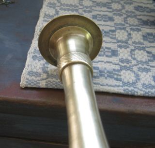 Early 1800s antique brass candlestick with bands of decoration 8 - 5/8 