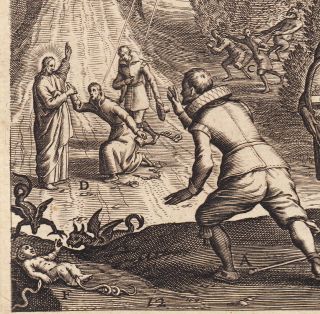 Way To Heaven 1620 Book Ancient Latin Print Via Vitae Jesus Bolswert Angel Devil