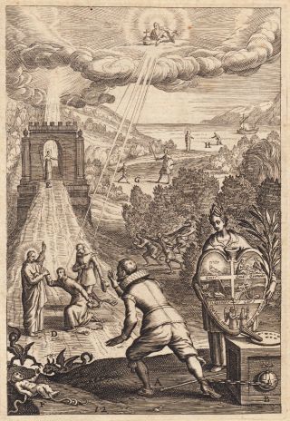 Way to Heaven 1620 Book Ancient Latin print Via Vitae Jesus Bolswert Angel Devil 4
