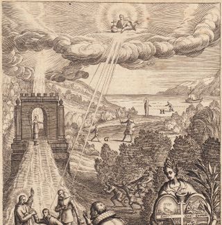 Way to Heaven 1620 Book Ancient Latin print Via Vitae Jesus Bolswert Angel Devil 5