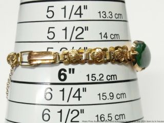 16.  60ctw Type A Green Jadeite 14k Gold Bracelet Huge Vintage Jade 1930s Antique 10