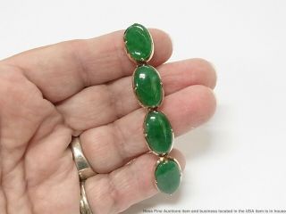 16.  60ctw Type A Green Jadeite 14k Gold Bracelet Huge Vintage Jade 1930s Antique 11