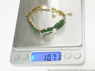 16.  60ctw Type A Green Jadeite 14k Gold Bracelet Huge Vintage Jade 1930s Antique 8