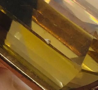 Antique Retro 14k Yellow Gold Platinum Large Citrine Ruby Diamond Ring Size 6.  5 11