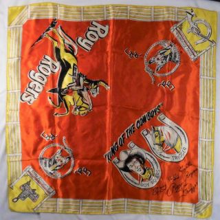 Roy Rogers King Of The Cowboys 24 " X 24 " Bandana Scarf Handkerchief Vintage