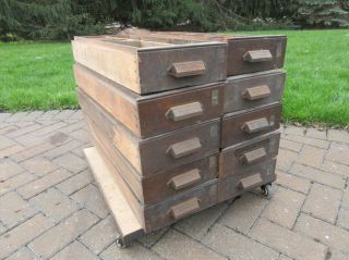 Antique Letterpress Hamilton Storage Drawers / Shadow Box / Organizing f96 3