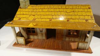 G Marx Western Pioneers Cabin Ranch House Tin