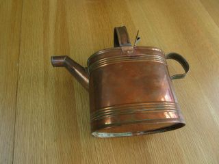 Vintage Copper Watering Can With Lid Patina No Leaks Architectural Style 3