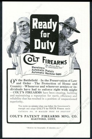 1917 Colt Acp Automatic Pistol Us Navy Sailor Army Soldier Vintage Print Ad