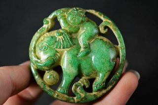 Exquisite Chinese Old Jade Carved Horse/monkey Lucky Pendant H80
