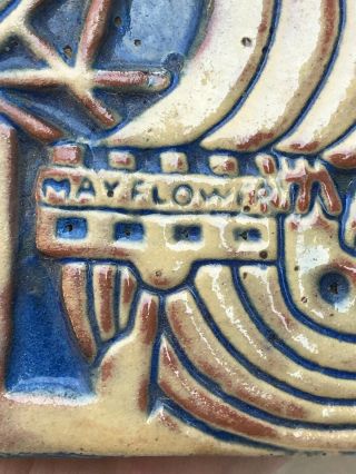 Vintage Unset Mercer Tile The Mayflower Not Stamped 1930s Terracotta 4