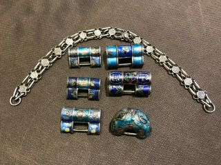 6 silver - burned blue locks 1 chain 7个银色烧蓝锁 1条链子 3
