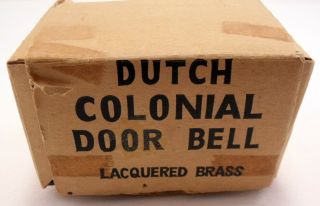 Vintage Dutch Colonial Door Bell W/original Box Lacquered Brass Made In Japan.