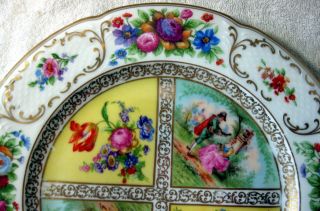 Black Knight Yellow Quatrefoil Hand Painted Courting Couple 10 3/4 