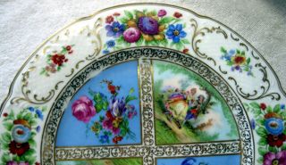 Black Knight Blue Quatrefoil Hand Painted Courting Couple 10 3/4 