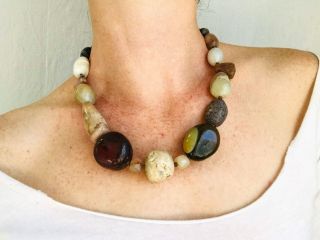 Ancient Agates And Excavated Bead Necklace.  Beads As Old As 2000 Years.