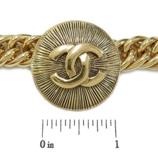 CHANEL Gold Plated CC Logos Charm Vintage Chain Necklace Choker 4533a Rise - on 3