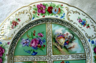 Black Knight Green Quatrefoil Hand Painted Courting Couple 10 3/4 