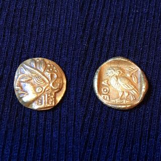 Ancient Greek Gold Owl Coin Of Attica Athens