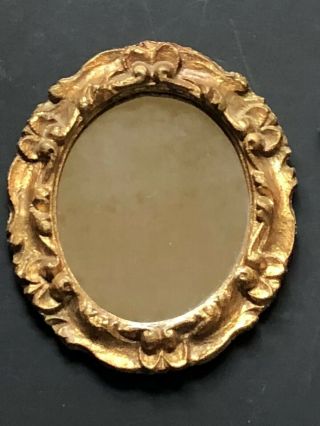 Vintage Gold Gilt Italy Italian Antique Mirror Frame Small Wall Hollywood Oval