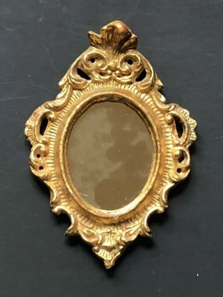 Vintage Hollywood Gold Gilt Italy Italian Antique Mirror Frame Small Wall Ornate