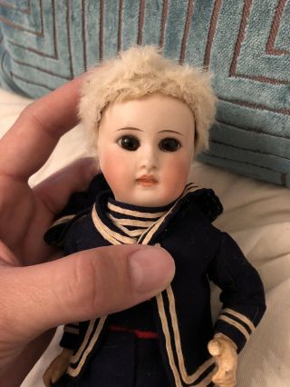 Rare Antique All 9” Belton Sonneberg French Market Doll Mariner Costume 10