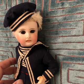 Rare Antique All 9” Belton Sonneberg French Market Doll Mariner Costume 2