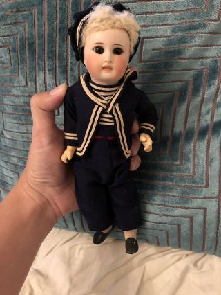 Rare Antique All 9” Belton Sonneberg French Market Doll Mariner Costume 3