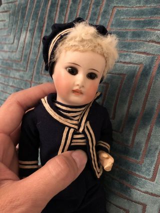 Rare Antique All 9” Belton Sonneberg French Market Doll Mariner Costume 4