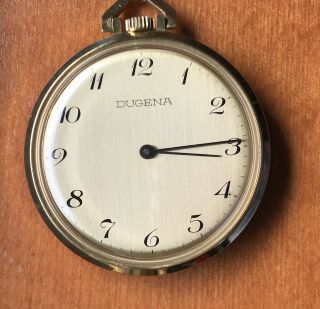 Vintage Swiss Made Dugena Gold Plated Pocket Watch -