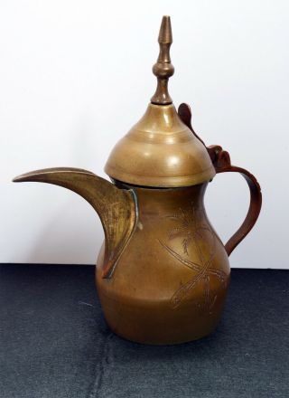 Wonderful Vintage Brass Arabic Dallah / Coffee Pot - 16.  5cm Height.  Metalware
