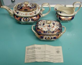 1830 Vintage Antique Duesbury Bloor Royal Crown Derby Imari Teapot Creamer Sugar