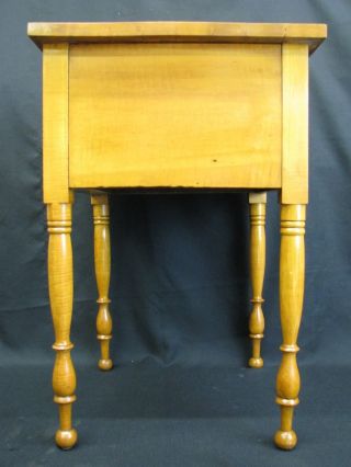 Antique Mid - 19th Century Tiger Maple Two Drawer Stand; Nicely Turned Legs 3