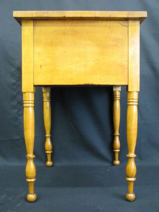 Antique Mid - 19th Century Tiger Maple Two Drawer Stand; Nicely Turned Legs 5