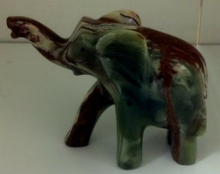 JADE ELEPHANT - Chinese Carved Green Animal Figurine Antique Vintage 2