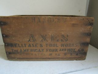 Antique Advertising Axes Kelly Tool Charleston Wv Wood Crate Box