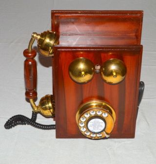 ANTIQUE STYLE BRASS WOOD RETRO WALL MOUNTED TELEPHONE DIAL ANCIENT PRIMITIVE 3