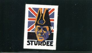 Vintage Poster Stamp Label Wwi World Leaders Sturdee British Navy Admiral Im