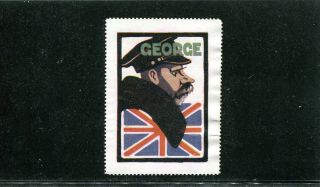 Vintage Poster Stamp Label Wwi World Leaders King George Great Britain Im