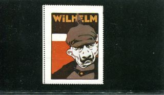 Vintage Poster Stamp Label Wwi World Leaders Kaiser Wilhelm Germany Im