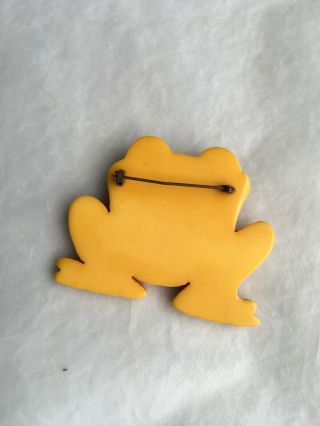 Vintage Bakelite Sunlight Yellow Frog Toad Pin Brooch 57mm 7