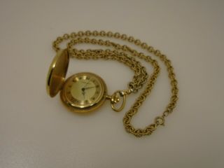 Vintage Caravelle Swiss Made Hand Wind Gold Plated Hunter Case Pocket Watch