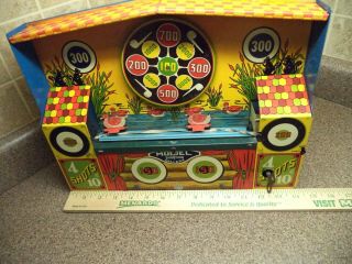 Vintage Wyandotte Tin Litho Shooting Gallery Wind Up with Ducks 40s - 50s 2