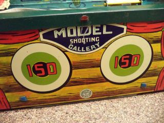 Vintage Wyandotte Tin Litho Shooting Gallery Wind Up with Ducks 40s - 50s 6