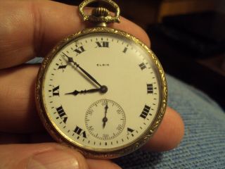 Antique 1922 Elgin Pocket Watch 12s 7 Jewels Running Strong