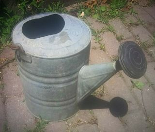 Vintage/Antique Galvanized Watering Can 12 w/ Copper Spout & Iron Handle 3