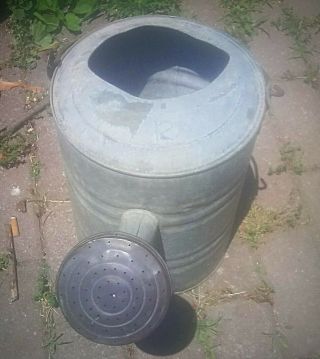 Vintage/Antique Galvanized Watering Can 12 w/ Copper Spout & Iron Handle 4