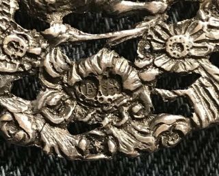 Rare Antique Dutch Export English 930 Sterling Silver Gothic Faces Belt 30” 7